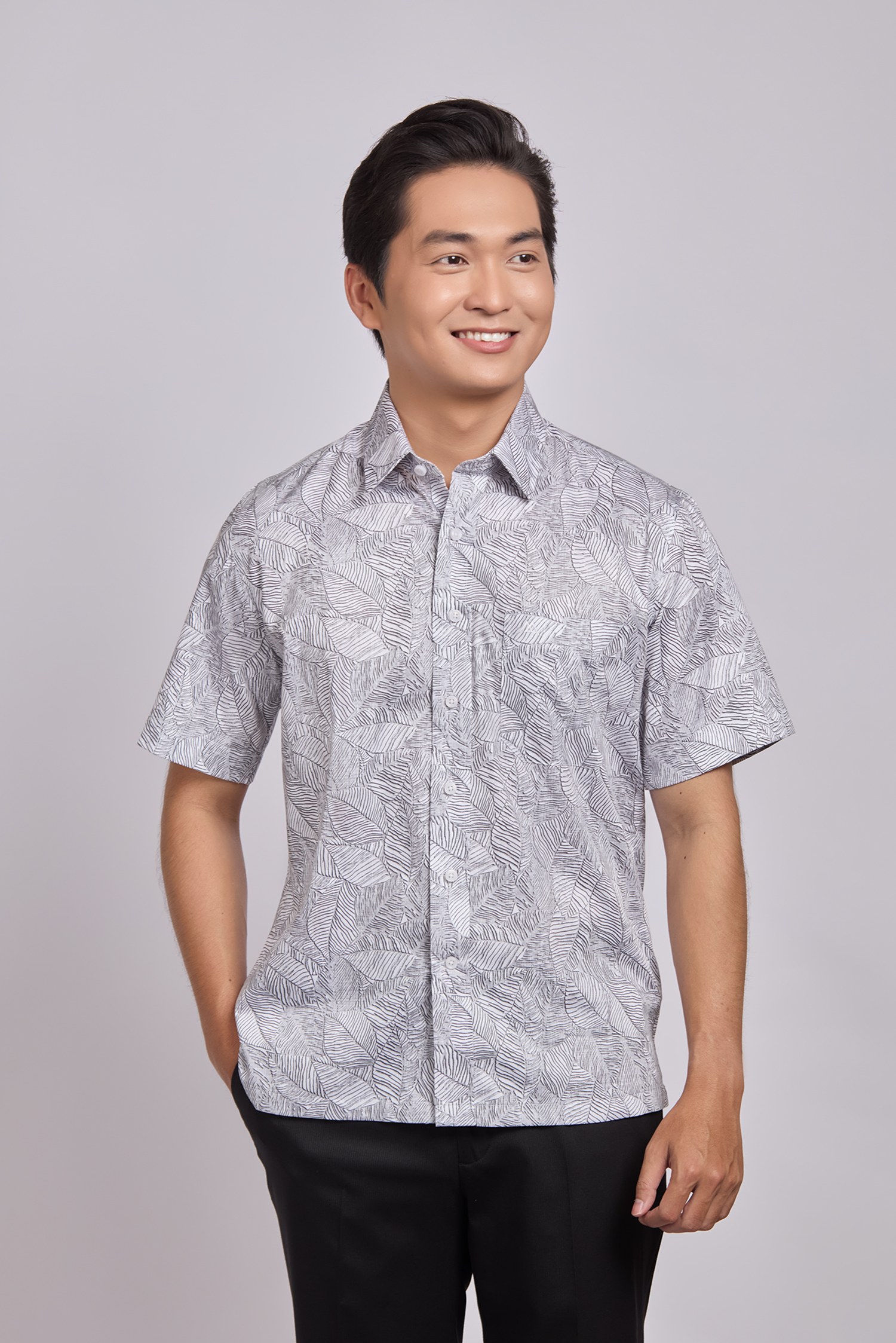 Sơ mi nam ngắn tay Casual - vạt ngang